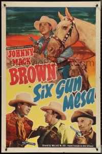 3t1015 SIX GUN MESA 1sh 1950 cool image of Johnny Mack Brown & horse, ultra rare!