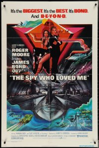 3t1021 SPY WHO LOVED ME 1sh 1977 great art of Roger Moore as James Bond by Bob Peak!