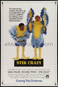 3t1030 STIR CRAZY advance 1sh 1980 Gene Wilder & Richard Pryor in chicken suits, Sidney Poitier