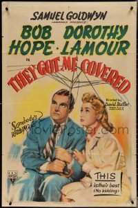 3t1040 THEY GOT ME COVERED 1sh 1943 Bob Hope, Dorothy Lamour, this is their best, no kidding!