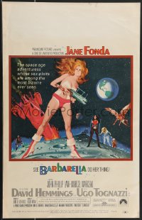 3t0149 BARBARELLA WC 1968 sexiest sci-fi art of Jane Fonda by Robert McGinnis, Roger Vadim!