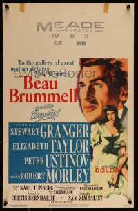 3t0151 BEAU BRUMMELL WC 1954 art of sexy full-length Elizabeth Taylor & Stewart Granger!