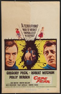 3t0158 CAPE FEAR WC 1962 Gregory Peck, Robert Mitchum, Polly Bergen, classic film noir!