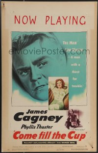 3t0161 COME FILL THE CUP WC 1951 alcoholic James Cagney is a heel & a hero, ultra rare!