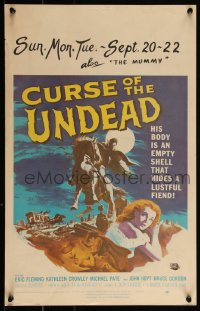 3t0166 CURSE OF THE UNDEAD WC 1959 art of lustful fiend on horseback by Reynold Brown, very rare!