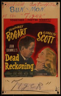 3t0168 DEAD RECKONING WC 1947 great c/u of Humphrey Bogart & sexy Lizabeth Scott, ultra rare!