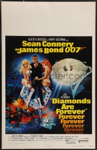 3t0171 DIAMONDS ARE FOREVER WC 1971 art of Sean Connery as James Bond 007 by Robert McGinnis!