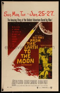 3t0179 FROM THE EARTH TO THE MOON WC 1958 Jules Verne's boldest adventure dared by man!