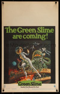 3t0184 GREEN SLIME WC 1969 classic cheesy sci-fi movie, Vic Livoti art of sexy astronaut & monster!