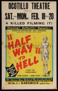 3t0187 HALFWAY TO HELL WC 1954 anti-fascist documentary luridly promoted by Kroger Babb, very rare!