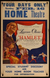 3t0188 HAMLET WC 1949 Laurence Olivier in William Shakespeare classic, Best Picture winner, rare!