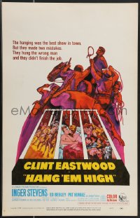 3t0189 HANG 'EM HIGH WC 1968 Clint Eastwood, they hung the wrong man, cool art by Sandy Kossin!