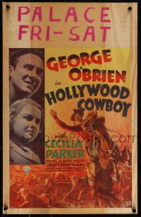 3t0194 HOLLYWOOD COWBOY WC 1937 art of George O'Brien on horseback & photo w/Cecilia Parker, rare!