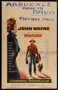 3t0195 HONDO 3D WC 1953 cowboy John Wayne was a stranger to all but the surly dog at his side!