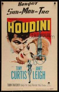 3t0196 HOUDINI WC 1953 Tony Curtis as the legendary magician + his sexy assistant Janet Leigh!