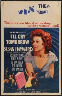 3t0197 I'LL CRY TOMORROW WC 1955 distressed Susan Hayward in her greatest performance, very rare!