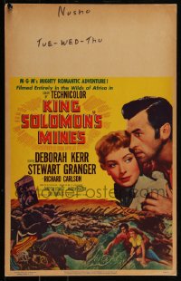 3t0203 KING SOLOMON'S MINES WC 1950 Deborah Kerr, Granger & stampeding African animals, very rare!