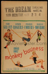 3t0218 MONKEY BUSINESS WC 1952 Cary Grant, Ginger Rogers, sexy Marilyn Monroe, Charles Coburn