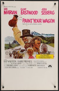 3t0226 PAINT YOUR WAGON WC 1969 Ron Lesser art of Clint Eastwood, Lee Marvin & pretty Jean Seberg!