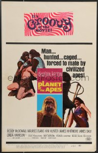 3t0229 PLANET OF THE APES WC 1968 Charlton Heston, man hunted, caged & forced to mate by apes!