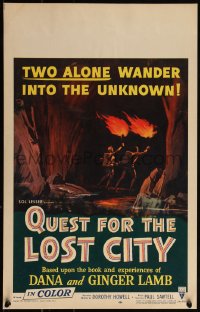 3t0234 QUEST FOR THE LOST CITY WC 1954 Dana & Ginger Lamb in unknown Mayan jungle, ultra rare!