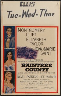 3t0235 RAINTREE COUNTY WC 1957 art of Montgomery Clift, Elizabeth Taylor & Eva Marie Saint!