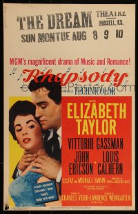 3t0238 RHAPSODY WC 1954 Elizabeth Taylor, Vittorio Gassman, magnificent drama of music & romance!