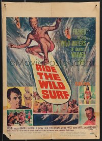 3t0239 RIDE THE WILD SURF WC 1964 Fabian, great poster for surfers to display on their wall, rare!