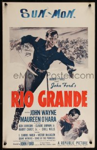 3t0241 RIO GRANDE WC 1950 art of John Wayne & Maureen O'Hara, directed by John Ford, very rare!