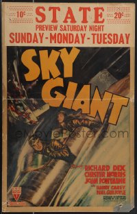 3t0248 SKY GIANT WC 1938 cool art of airplane pilots Richard Dix & Chester Morris, ultra rare!