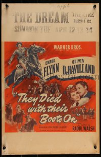 3t0260 THEY DIED WITH THEIR BOOTS ON WC 1941 Errol Flynn as Custer, Olivia De Havilland, very rare!