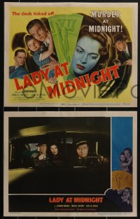 3t0529 LADY AT MIDNIGHT 8 LCs 1948 Richard Denning, the clock ticked off murder at midnight, rare!