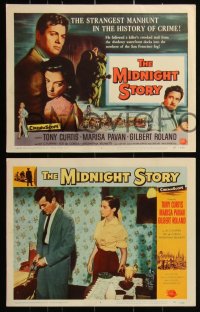 3t0534 MIDNIGHT STORY 8 LCs 1957 Tony Curtis in the strangest San Francisco manhunt in history!