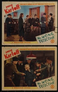 3t0597 MR. WONG, DETECTIVE 3 LCs 1944 Asian Boris Karloff in two, Grant Withers, Maxine Jennings!