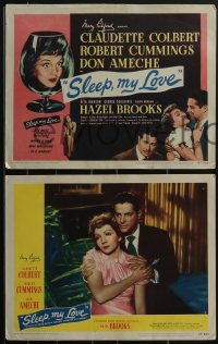 3t0549 SLEEP MY LOVE 8 LCs 1947 Claudette Colbert, Robert Cummings, Don Ameche, sexy Hazel Brooks!