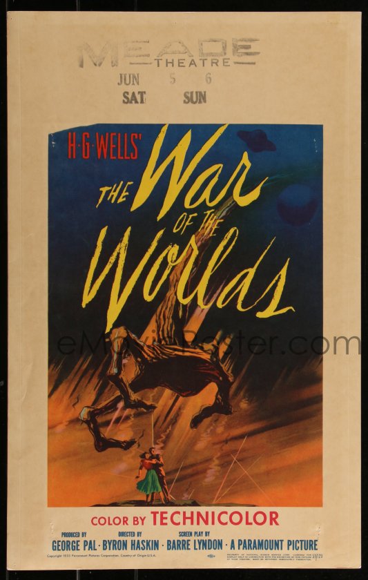 EMoviePoster.com Image For: 3t0273 WAR OF THE WORLDS WC 1953 H.G. Wells ...