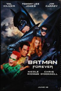 3w0670 BATMAN FOREVER advance DS 1sh 1995 Kilmer, Kidman, O'Donnell, Jones, Carrey, top cast!