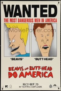 3w0674 BEAVIS & BUTT-HEAD DO AMERICA teaser 1sh 1996 Mike Judge, most dangerous men in America!