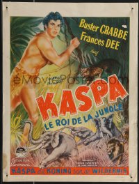 3w0351 KING OF THE JUNGLE Belgian R1948 different art of Buster Crabbe & animals!