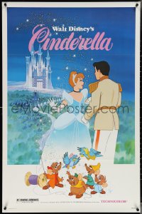 3w0710 CINDERELLA 1sh R1981 Walt Disney classic romantic cartoon, image of prince & mice!