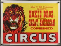 3w0318 HOXIE BROS. CIRCUS 21x28 circus poster 1960s cool close-up art of snarling lion!