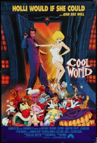 3w0716 COOL WORLD int'l DS 1sh 1992 Brad Pitt w/great cartoon art of sexy Kim Basinger as Holli!