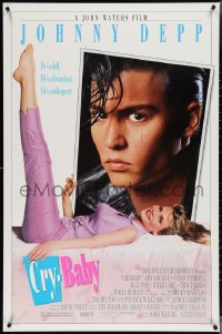 3w0720 CRY-BABY DS 1sh 1990 directed by John Waters, best c/u of Johnny Depp shedding a single tear!