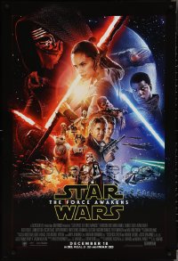 3w0762 FORCE AWAKENS int'l advance DS 1sh 2015 Star Wars: Episode VII, Ford, Fisher, cool montage!