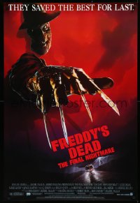 3w0765 FREDDY'S DEAD 1sh 1991 great art of Robert Englund as Freddy Krueger!