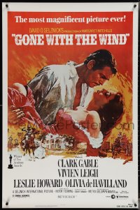 3w0781 GONE WITH THE WIND 1sh R1980s Howard Terpning art of Gable & Leigh over Burning Atlanta!