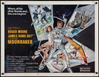 3w0541 MOONRAKER style B int'l 1/2sh 1979 Goozee art of Moore as James Bond!