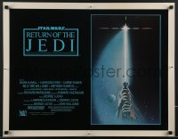 3w0547 RETURN OF THE JEDI int'l 1/2sh 1983 George Lucas, art of hands holding lightsaber by Reamer!