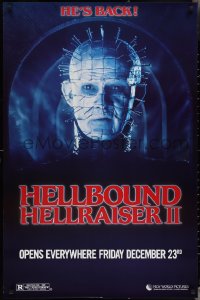 3w0799 HELLBOUND: HELLRAISER II teaser 1sh 1988 Clive Barker, close-up of Pinhead, he's back!