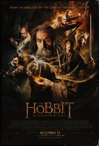 3w0804 HOBBIT: THE DESOLATION OF SMAUG advance DS 1sh 2013 Peter Jackson directed, cool cast montage!